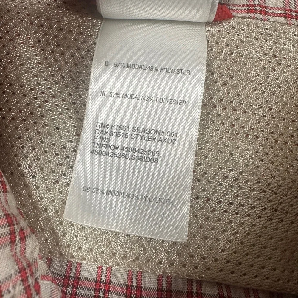 The North Face Men's XL‎ Red White Plaid Checkered Short Sleeve Button Shirt